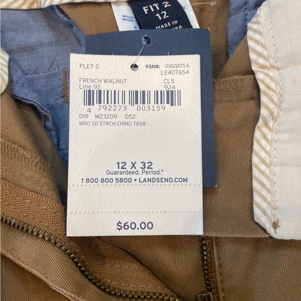 NWY Lands End French walnut fit 2 size 12 pant